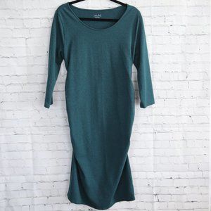 Maternity Striped 3/4 Sleeve Midi T-shirt Dress